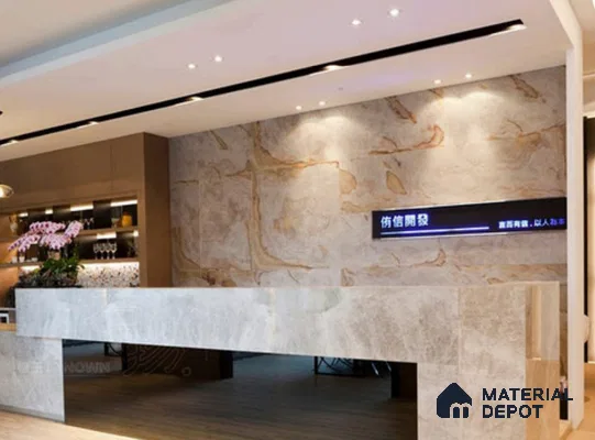 WL 00252 B Natural Stonier Opaque Design 8 ft x 4 ft Stone Veneer - 4 mm | Suitable for Facade, Wardrobe & Bedroom