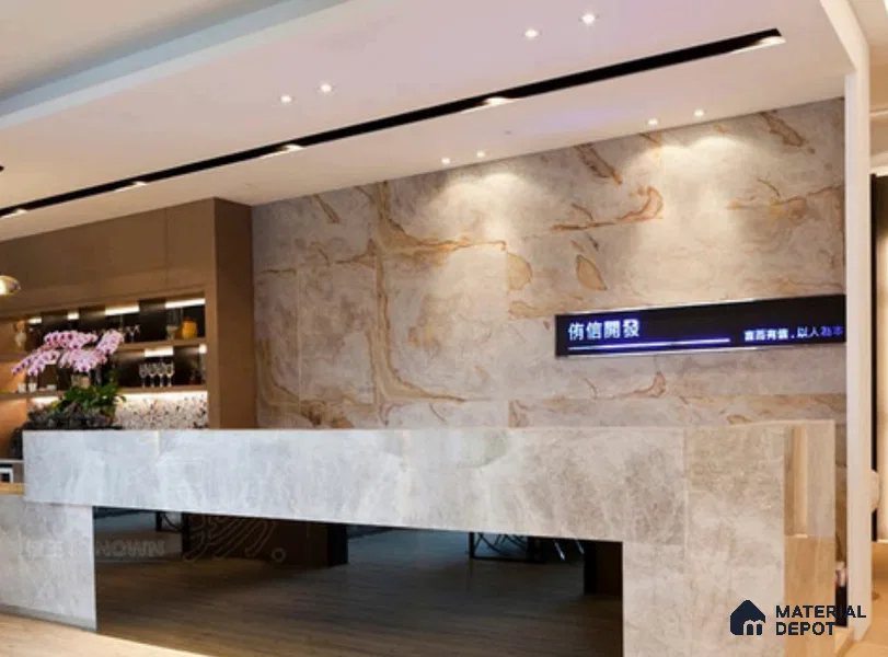 WL 00252 B Natural Stonier Opaque Design 8 ft x 4 ft Stone Veneer - 4 mm | Suitable for Facade, Wardrobe & Bedroom
