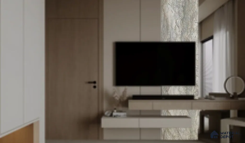 WL 00287 B Natural Lucentier Translucent Design 8 ft x 4 ft Stone Veneer - 4 mm | Suitable for Facade, Wardrobe & Bedroom