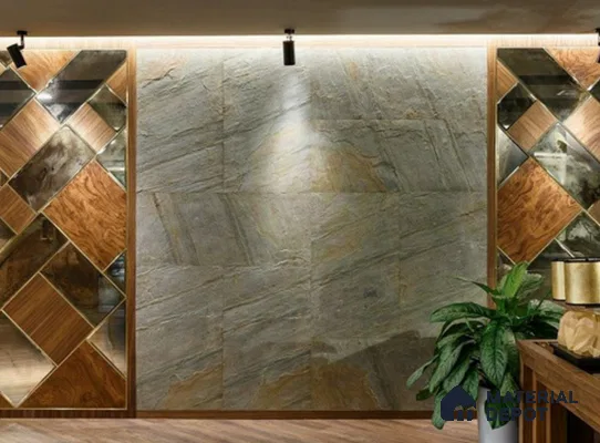 WL 00253 B Natural Stonier Opaque Design 8 ft x 4 ft Stone Veneer - 4 mm | Suitable for Facade, Wardrobe & Bedroom