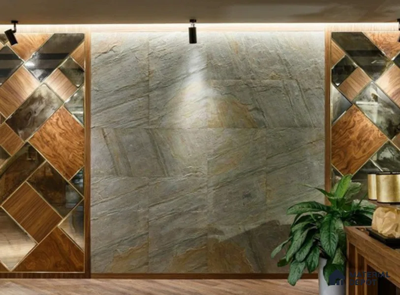WL 00253 Natural Stonier Opaque Design 8 ft x 4 ft Stone Veneer - 2 mm | Suitable for Facade, Wardrobe & Bedroom
