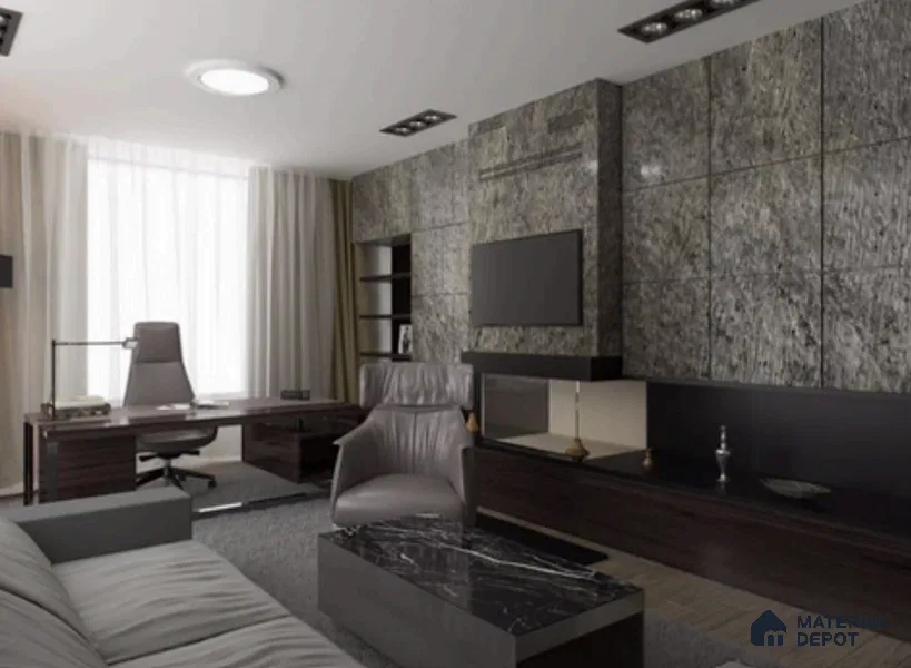 WL 00257 B Natural Stonier Opaque Design 8 ft x 4 ft Stone Veneer - 4 mm | Suitable for Facade, Wardrobe & Bedroom