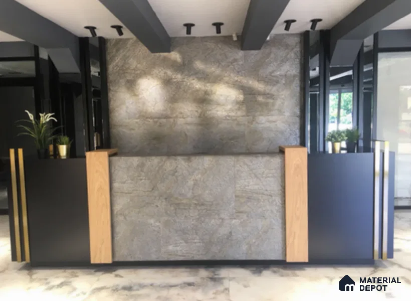 WL 00258 B Natural Stonier Opaque Design 8 ft x 4 ft Stone Veneer - 4 mm | Suitable for Facade, Wardrobe & Bedroom