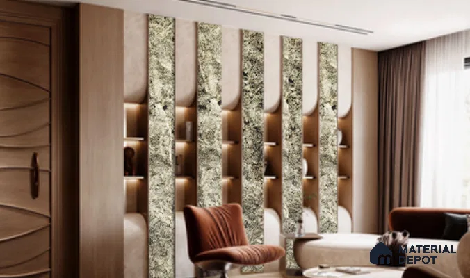WL 00290 B Natural Lucentier Translucent Design 8 ft x 4 ft Stone Veneer - 4 mm | Suitable for Facade, Wardrobe & Bedroom