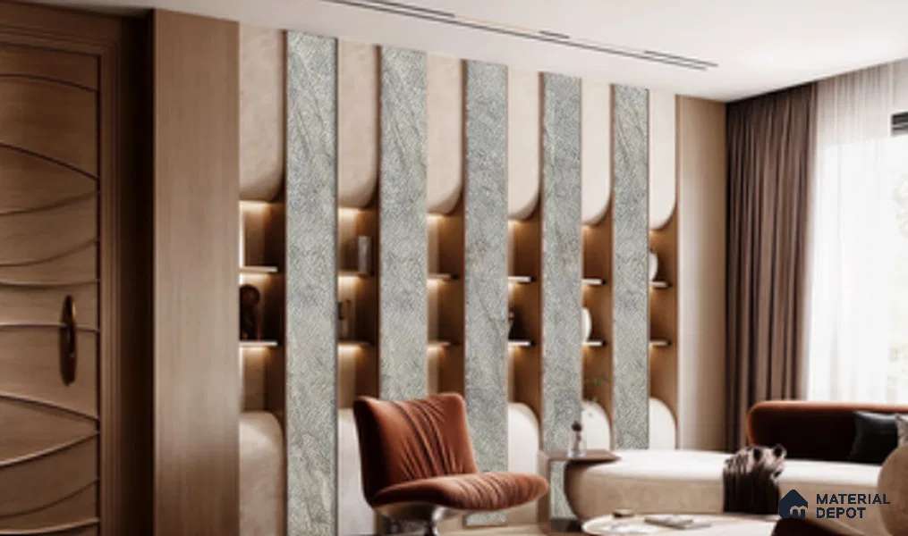 WL 00290 Natural Lucentier Translucent Design 8 ft x 4 ft Stone Veneer - 2 mm | Suitable for Facade, Wardrobe & Bedroom