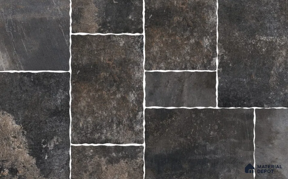 Stone Floor Tile TL 10534  Castle Namur Anti Skid Tiles Matte Finish Vitrified Tile - 15 mm | Box Contains Mixed Sizes of (202x202 mm, 302x202 mm, 202x96 mm, 4 Piece Each) | Suitable for Patio, Open Area, Parking, Outdoor,  HighTraffic Areas | Box contains Coverage Area of 5.17 Sq. Ft.