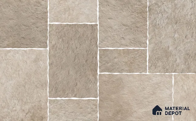 Stone Floor Tile TL 10535 D  Fuji Beige Anti Skid Tiles Matte Finish Vitrified Tile - 15 mm | Box Contains Mixed Sizes of (202x202 mm, 302x202 mm, 202x96 mm, 4 Piece Each) | Suitable for Patio, Open Area, Parking, Outdoor,  HighTraffic Areas | Box contains Coverage Area of 5.17 Sq. Ft.