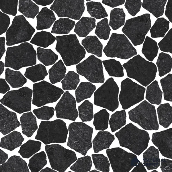 Stone Floor Tile TL 10544  Midnight Stone Anti Skid Tiles Matte Finish Vitrified Tile - 12 mm | Box Contains Mixed Sizes of (12 Pieces215x145 mm, 6 Pieces of 306x221 mm) | Suitable for Patio, Garden, Parking | Box Contains Coverage Area of 6.45 Sq. Ft.