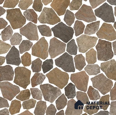 Stone Floor Tile TL 10543  River Stone Anti Skid Tiles Matte Finish Vitrified Tile - 12 mm | Box Contains Mixed Sizes of (12 Pieces215x145 mm, 6 Pieces of 306x221 mm) | Suitable for Patio, Garden, Parking, HighTraffic Areas | Box Contains Coverage Area of 6.45 Sq. Ft.