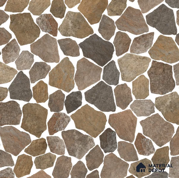 Stone Floor Tile TL 10543  River Stone Anti Skid Tiles Matte Finish Vitrified Tile - 12 mm | Box Contains Mixed Sizes of (12 Pieces215x145 mm, 6 Pieces of 306x221 mm) | Suitable for Patio, Garden, Parking, HighTraffic Areas | Box Contains Coverage Area of 6.45 Sq. Ft.