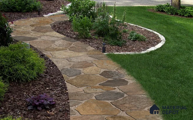 Stone Floor Tile TL 10543  River Stone Anti Skid Tiles Matte Finish Vitrified Tile - 12 mm | Box Contains Mixed Sizes of (12 Pieces215x145 mm, 6 Pieces of 306x221 mm) | Suitable for Patio, Garden, Parking, HighTraffic Areas | Box Contains Coverage Area of 6.45 Sq. Ft.