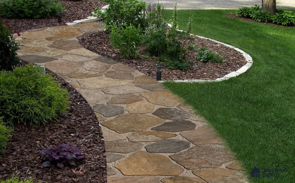 Stone Floor Tile TL 10543  River Stone Anti Skid Tiles Matte Finish Vitrified Tile - 12 mm | Box Contains Mixed Sizes of (12 Pieces215x145 mm, 6 Pieces of 306x221 mm) | Suitable for Patio, Garden, Parking, HighTraffic Areas | Box Contains Coverage Area of 6.45 Sq. Ft.