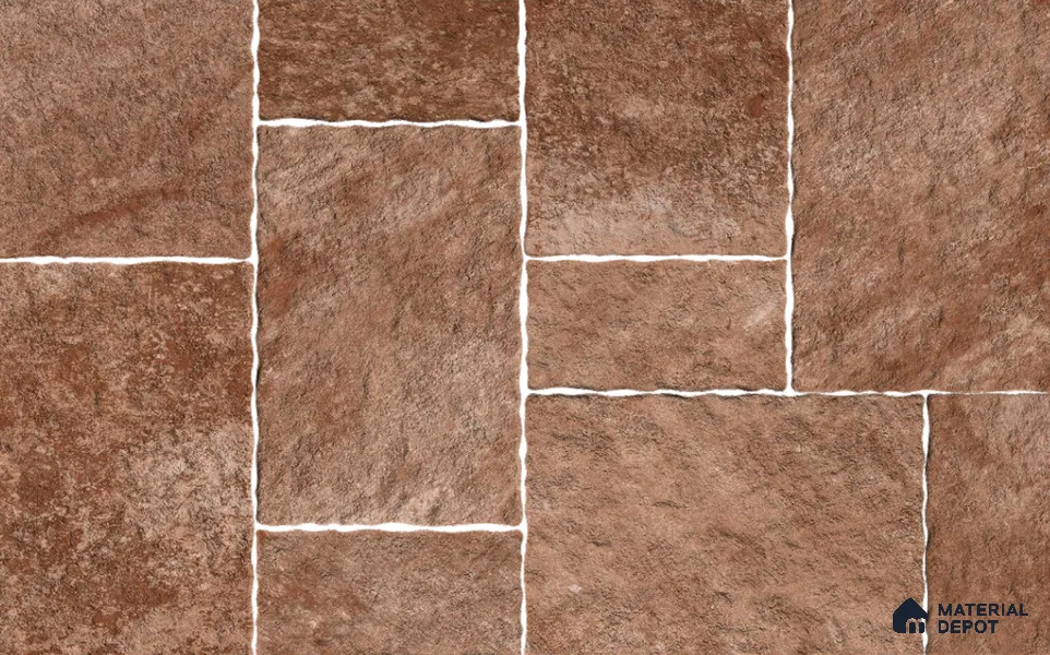 Stone Floor Tile TL 10538 Sandstone Gold Anti Skid Tiles Matte Finish Vitrified Tile - 15 mm | Box Contains Mixed Sizes of (202x202 mm, 302x202 mm, 202x96 mm, 4 Piece Each) | Suitable for Patio, Open Area, Parking, Outdoor, HighTraffic Areas | Box contains Coverage Area of 5.17 Sq. Ft.