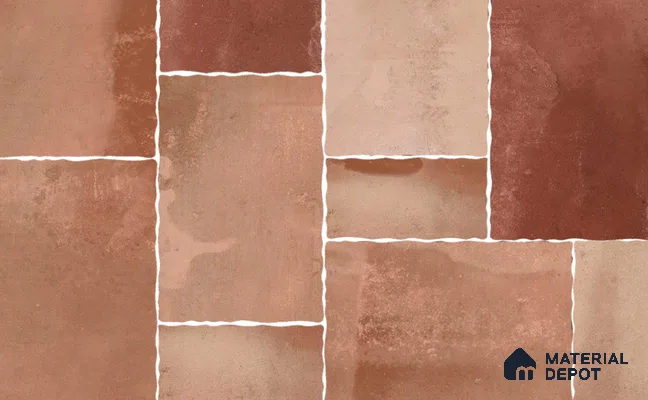 Stone Floor Tile TL 10539  Terracotta Anti Skid Tiles Matte Finish Vitrified Tile - 15 mm | Box Contains Mixed Sizes of (202x202 mm, 302x202 mm, 202x96 mm, 4 Piece Each) | Suitable for Patio, Open Area, Parking, Outdoor,  HighTraffic Areas | Box contains Coverage Area of 5.17 Sq. Ft.