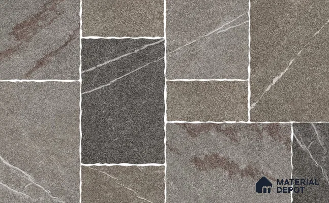 Stone Floor Tile TL 10540  Trail Greige Anti Skid Tiles Matte Finish Vitrified Tile - 15 mm | Box Contains Mixed Sizes of (202x202 mm, 302x202 mm, 202x96 mm, 4 Piece Each) | Suitable for Patio, Open Area, Parking, Outdoor, HighTraffic Areas | Box contains Coverage Area of 5.17 Sq. Ft.
