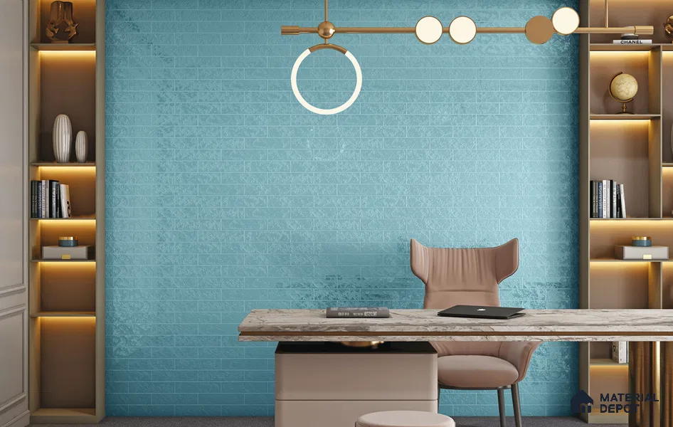 Subway Wall Tile TL 10741 Texturax Series Aqua Mist 1 ft x 3 in Ceramic Glossy Finish - 10 mm | 3 Random Design | Suitable for Highlighter Walls, Foyer, Bathroom, Kitchen Wall & Backsplashes