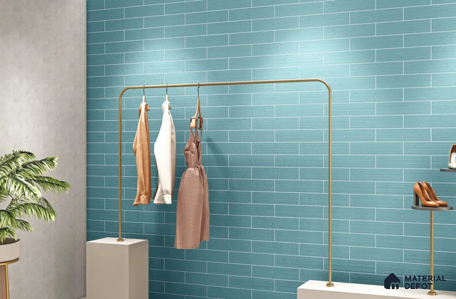 Subway Wall Tile TL 10530 Lavaline Series  Aqua Mist 1 ft x 3 in Ceramic Glossy Finish - 10 mm | 3 Random Design | Suitable for Highlighter Walls, Foyer, Bathroom, Kitchen Wall & Backsplashes