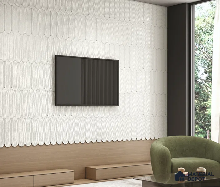 Subway Wall Tile TL 10742 B Feather Series Cream Alloy 1 ft x 3 in Ceramic Glossy Finish - 10 mm | Suitable for Highlighter Walls, Foyer, Bathroom, Kitchen Wall & Backsplashes