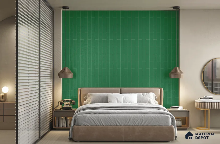 Subway Wall Tile TL 10530 C Lavaline Series Emerald Shine 1 ft x 3 in Ceramic Glossy Finish - 10 mm | 3 Random Design | Suitable for Highlighter Walls, Foyer, Bathroom, Kitchen Wall & Backsplashes