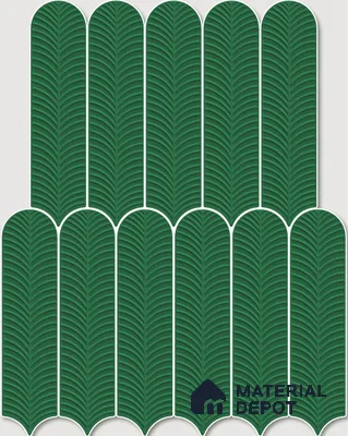 Subway Wall Tile TL 10742 C Feather Series  Emerald Shine 1 ft x 3 in Ceramic Glossy Finish - 10 mm | Suitable for Highlighter Walls, Foyer, Bathroom, Kitchen Wall & Backsplashes