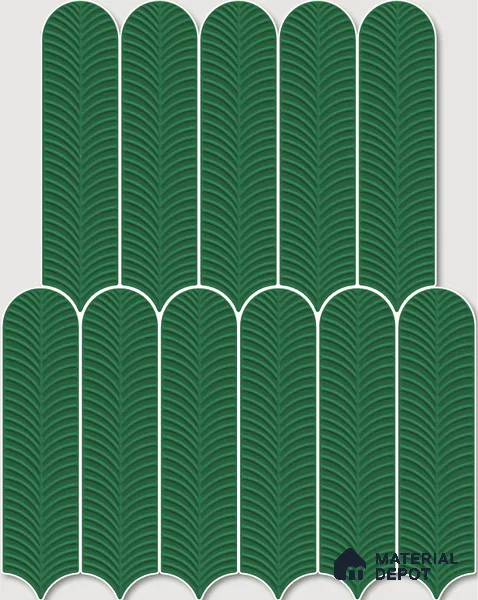 Subway Wall Tile TL 10742 C Feather Series  Emerald Shine 1 ft x 3 in Ceramic Glossy Finish - 10 mm | Suitable for Highlighter Walls, Foyer, Bathroom, Kitchen Wall & Backsplashes