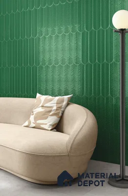 Subway Wall Tile TL 10742 C Feather Series  Emerald Shine 1 ft x 3 in Ceramic Glossy Finish - 10 mm | Suitable for Highlighter Walls, Foyer, Bathroom, Kitchen Wall & Backsplashes