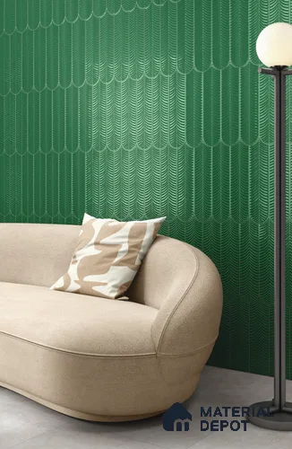 Subway Wall Tile TL 10742 C Feather Series  Emerald Shine 1 ft x 3 in Ceramic Glossy Finish - 10 mm | Suitable for Highlighter Walls, Foyer, Bathroom, Kitchen Wall & Backsplashes