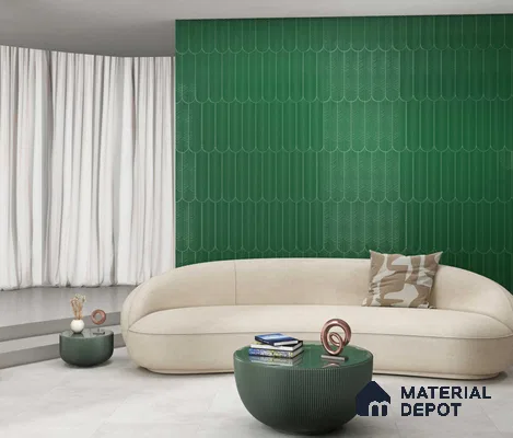 Subway Wall Tile TL 10742 C Feather Series  Emerald Shine 1 ft x 3 in Ceramic Glossy Finish - 10 mm | Suitable for Highlighter Walls, Foyer, Bathroom, Kitchen Wall & Backsplashes