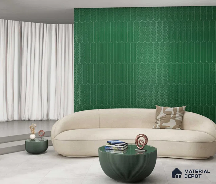 Subway Wall Tile TL 10742 C Feather Series  Emerald Shine 1 ft x 3 in Ceramic Glossy Finish - 10 mm | Suitable for Highlighter Walls, Foyer, Bathroom, Kitchen Wall & Backsplashes