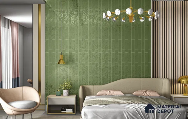 Subway Wall Tile TL 10741 D Texturax Series  Fern Glow 1 ft x 3 in Ceramic Glossy Finish - 10 mm | 3 Random Design | Suitable for Highlighter Walls, Foyer, Bathroom, Kitchen Wall & Backsplashes