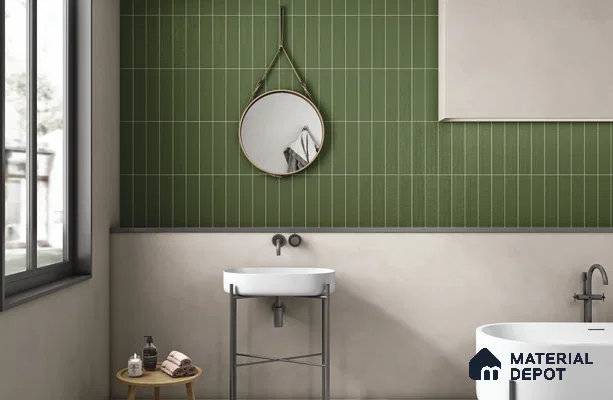 Subway Wall Tile TL 10530 D Lavaline Series  Fern Glow 1 ft x 3 in Ceramic Glossy Finish - 10 mm | 3 Random Design | Suitable for Highlighter Walls, Foyer, Bathroom, Kitchen Wall & Backsplashes