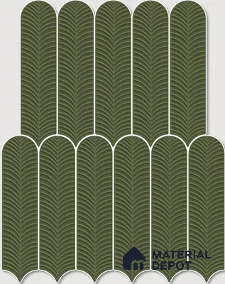 Subway Wall Tile TL 10742 D Feather Series  Fern Glow 1 ft x 3 in Ceramic Glossy Finish - 10 mm | Suitable for Highlighter Walls, Foyer, Bathroom, Kitchen Wall & Backsplashes