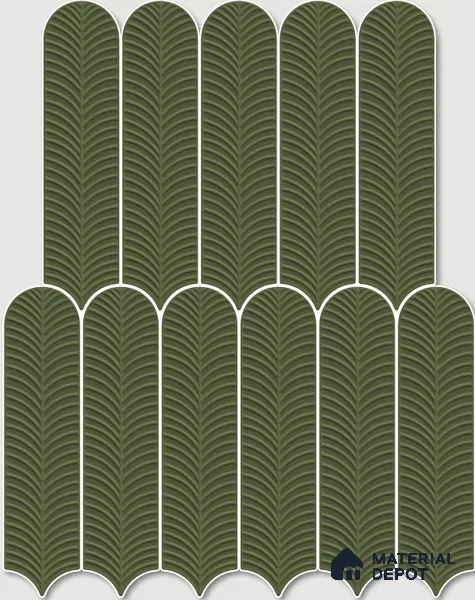 Subway Wall Tile TL 10742 D Feather Series  Fern Glow 1 ft x 3 in Ceramic Glossy Finish - 10 mm | Suitable for Highlighter Walls, Foyer, Bathroom, Kitchen Wall & Backsplashes
