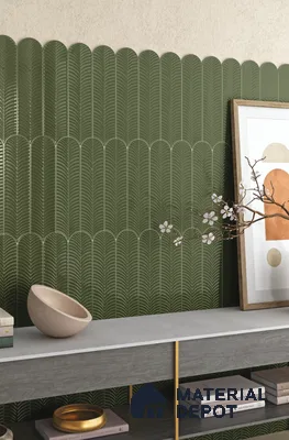 Subway Wall Tile TL 10742 D Feather Series  Fern Glow 1 ft x 3 in Ceramic Glossy Finish - 10 mm | Suitable for Highlighter Walls, Foyer, Bathroom, Kitchen Wall & Backsplashes