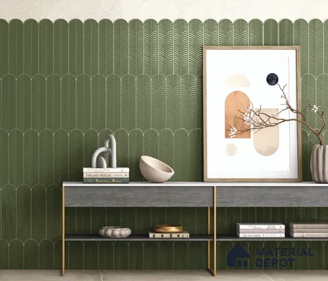 Subway Wall Tile TL 10742 D Feather Series  Fern Glow 1 ft x 3 in Ceramic Glossy Finish - 10 mm | Suitable for Highlighter Walls, Foyer, Bathroom, Kitchen Wall & Backsplashes