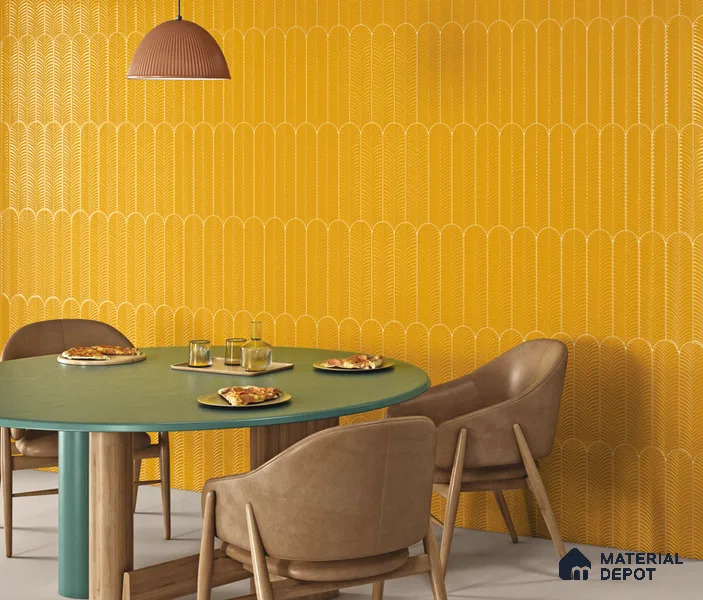 Subway Wall Tile TL 10742 E Feather Series  Honey Shine 1 ft x 3 in Ceramic Glossy Finish - 10 mm | Suitable for Highlighter Walls, Foyer, Bathroom, Kitchen Wall & Backsplashes