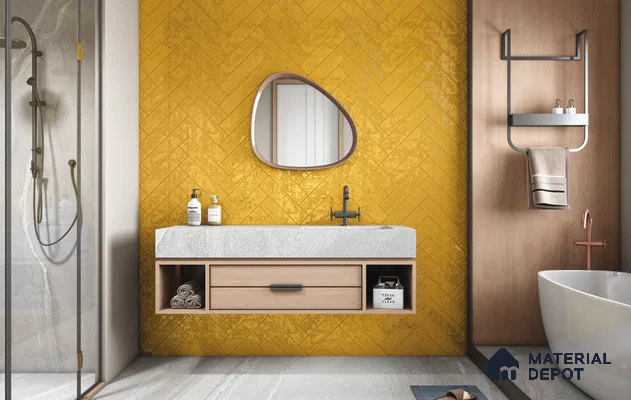 Subway Wall Tile TL 10741 E Texturax Series  Honey Shine 1 ft x 3 in Ceramic Glossy Finish - 10 mm | 3 Random Design | Suitable for Highlighter Walls, Foyer, Bathroom, Kitchen Wall & Backsplashes