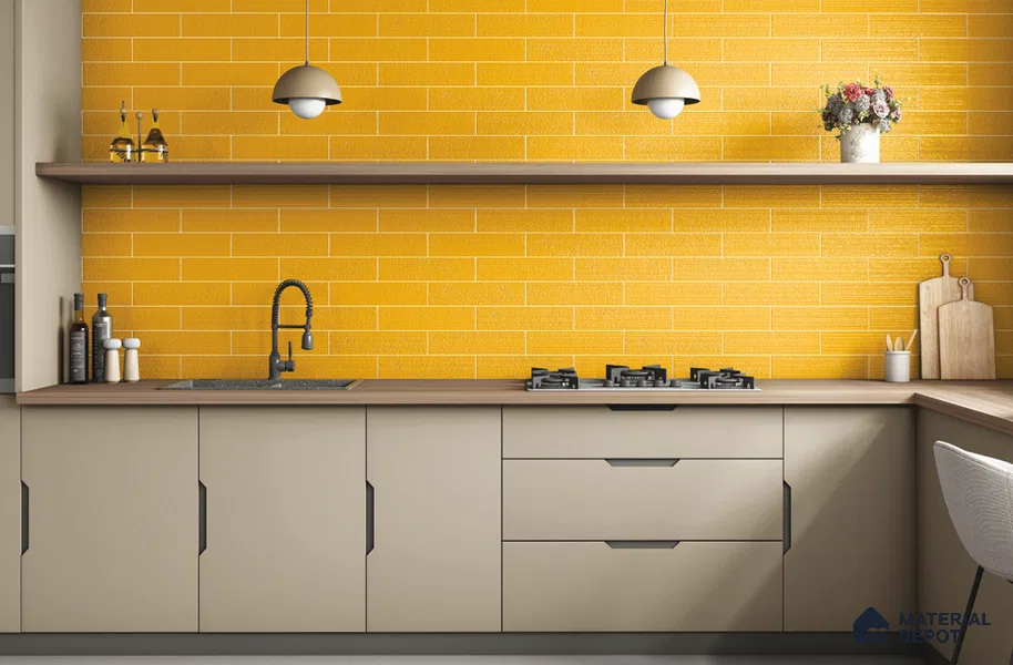 Subway Wall Tile TL 10530 E Lavaline Series Honey Shine 1 ft x 3 in Ceramic Glossy Finish - 10 mm | 3 Random Design | Suitable for Highlighter Walls, Foyer, Bathroom, Kitchen Wall & Backsplashes