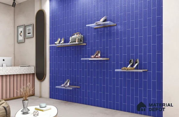 Subway Wall Tile TL 10530 F Lavaline Series  Indigo Blue 1 ft x 3 in Ceramic Glossy Finish - 10 mm | 3 Random Design | Suitable for Highlighter Walls, Foyer, Bathroom, Kitchen Wall & Backsplashes
