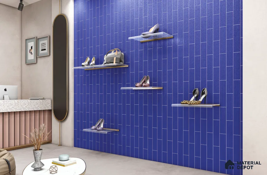 Subway Wall Tile TL 10530 F Lavaline Series Indigo Blue 1 ft x 3 in Ceramic Glossy Finish - 10 mm | 3 Random Design | Suitable for Highlighter Walls, Foyer, Bathroom, Kitchen Wall & Backsplashes