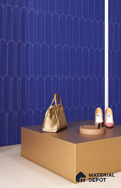 Subway Wall Tile TL 10742 F Feather Series Indigo Blue 1 ft x 3 in Ceramic Glossy Finish - 10 mm | Suitable for Highlighter Walls, Foyer, Bathroom, Kitchen Wall & Backsplashes