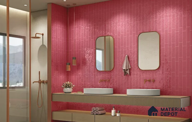 Subway Wall Tile TL 10741 G Texturax Series  Ruby Rush 1 ft x 3 in Ceramic Glossy Finish - 10 mm | 3 Random Design | Suitable for Highlighter Walls, Foyer, Bathroom, Kitchen Wall & Backsplashes