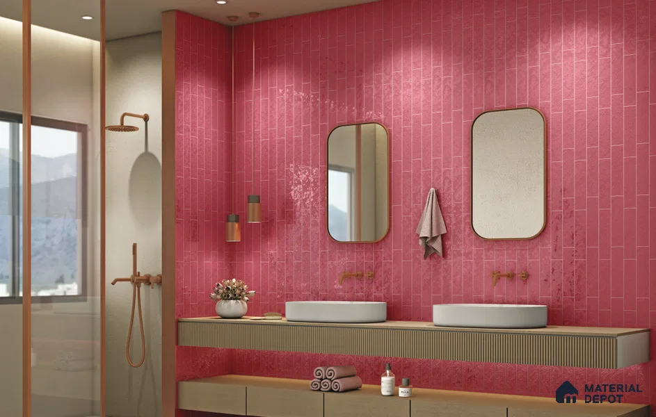 Subway Wall Tile TL 10741 G Texturax Series Ruby Rush 1 ft x 3 in Ceramic Glossy Finish - 10 mm | 3 Random Design | Suitable for Highlighter Walls, Foyer, Bathroom, Kitchen Wall & Backsplashes