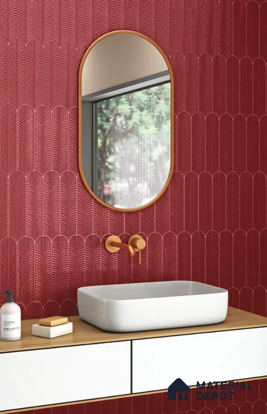 Subway Wall Tile TL 10742 G Feather Series  Ruby Rush 1 ft x 3 in Ceramic Glossy Finish - 10 mm | Suitable for Highlighter Walls, Foyer, Bathroom, Kitchen Wall & Backsplashes
