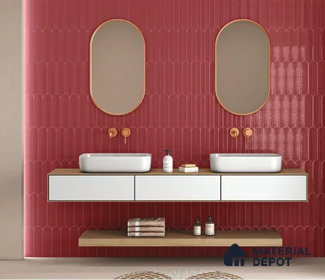 Subway Wall Tile TL 10742 G Feather Series  Ruby Rush 1 ft x 3 in Ceramic Glossy Finish - 10 mm | Suitable for Highlighter Walls, Foyer, Bathroom, Kitchen Wall & Backsplashes