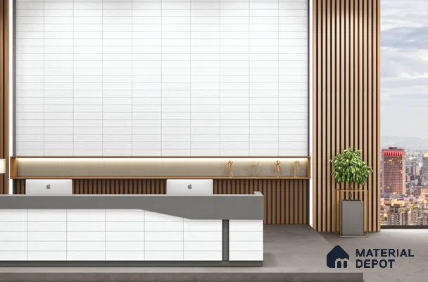 Subway Wall Tile TL 10530 H Lavaline Series  Silk Snow 1 ft x 3 in Ceramic Glossy Finish - 10 mm | 3 Random Design | Suitable for Highlighter Walls, Foyer, Bathroom, Kitchen Wall & Backsplashes