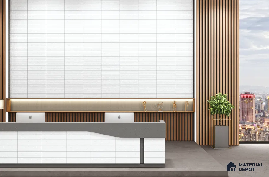 Subway Wall Tile TL 10530 H Lavaline Series Silk Snow 1 ft x 3 in Ceramic Glossy Finish - 10 mm | 3 Random Design | Suitable for Highlighter Walls, Foyer, Bathroom, Kitchen Wall & Backsplashes