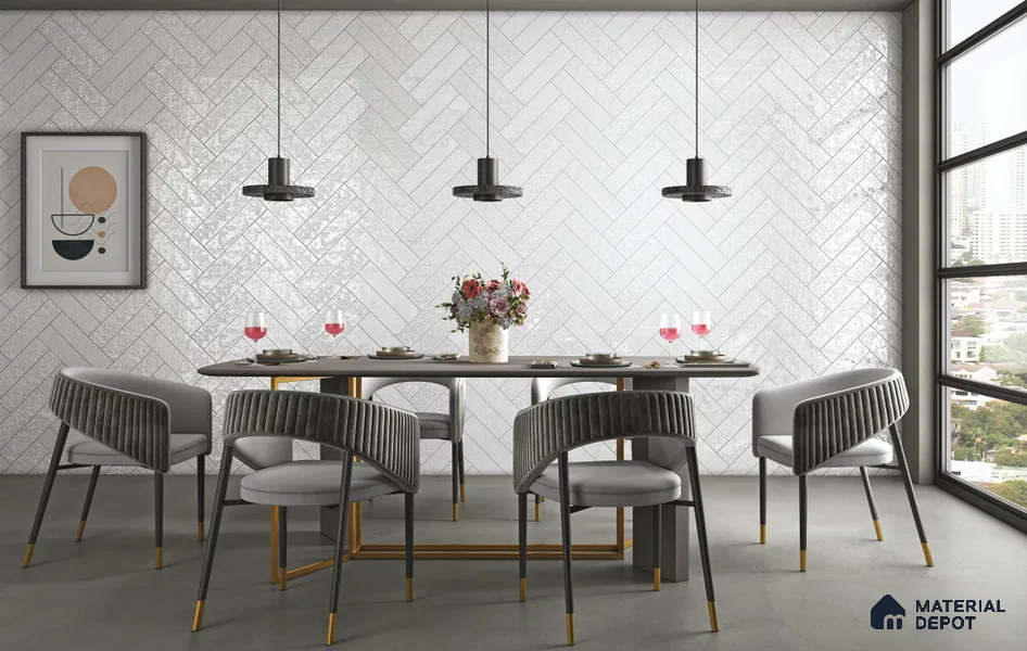 Subway Wall Tile TL 10741 H Texturax Series  Silk Snow 1 ft x 3 in Ceramic Glossy Finish - 10 mm | 3 Random Design | Suitable for Highlighter Walls, Foyer, Bathroom, Kitchen Wall & Backsplashes