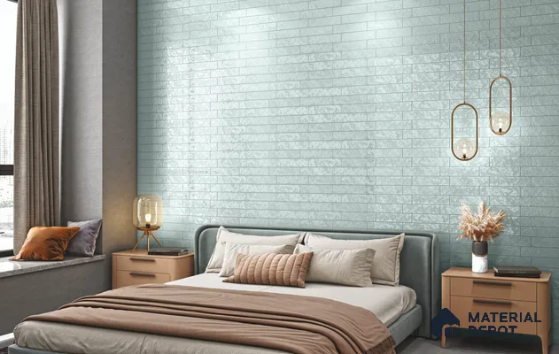 Subway Wall Tile TL 10741 I Texturax Series  Soft Aqua 1 ft x 3 in Ceramic Glossy Finish - 10 mm | 3 Random Design | Suitable for Highlighter Walls, Foyer, Bathroom, Kitchen Wall & Backsplashes