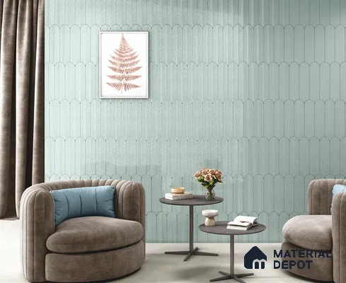 Subway Wall Tile TL 10742 I Feather Series  Soft Aqua 1 ft x 3 in Ceramic Glossy Finish - 10 mm | Suitable for Highlighter Walls, Foyer, Bathroom, Kitchen Wall & Backsplashes